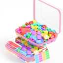 2Pcs Clear Zipper Hard Pouches Hard Shell Zipper Case, BIiss Plastic Bins for Organizing, Makeup Case & Lidded Storage Bins Organizer for Storage Cosmetics, Puzzles, 8.7 x 6.3 x 2.4 Inch