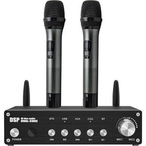 Wireless Microphone System Dual UHF Handheld Mics, Cordless Karaoke Microphone System, Bluetooth Microfono Inalambrico 200FT for DJ, Home KTV Set, Meeting, Church, Party, Wedding