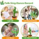 ROYPOUTA Dancing Talking Cactus Toy for Baby, Mimicking Cactus Toy That Talks Back, Silly Sunny Repeating Singing Cactus Toy(Volume Adjustable), Green, T-003