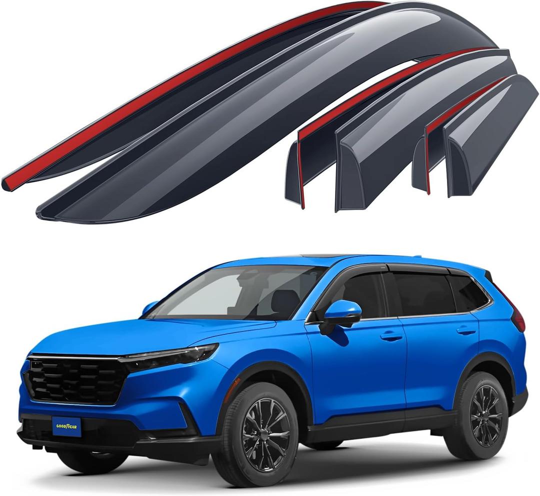 Goodyear Shatterproof Window Deflectors for Honda CR-V 2023-2025, Tape-on Rain Guards, Window Visors, Vent Deflector Visor, Car Accessories, 6 pcs. - GY008675