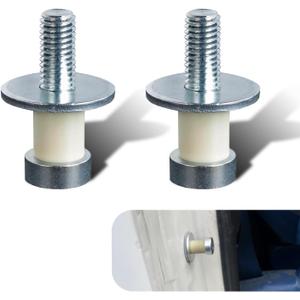 2 PCS Car Front Door Edge Fixed Bolt, Metal + Rubber Stainless Steel Waterproof Front Door Lock Striker Adapter Replacement, Repair Refit Accessoriess, for Most Cars, Trucks, SUVs (Silver)