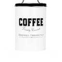 Amici Home Small Coffee Canister, 42 oz Metal Tin with Handle Lid - Rustic & Cottage Home Storage Jar with Typography Design for Beans or Grounds, Farmhouse Kitchen Decor - Great Coffee Bar Decor