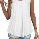 Womens Tank Tops Summer Sleeveless Blouse Crewneck Casual Loose Fit Tunic Shirt (XX-Large, White)
