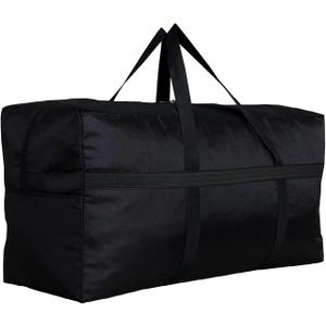 Extra Large Storage Duffle Bag with Zippers and Handles, Big Foldable Duffle Bag for Travel (Black)