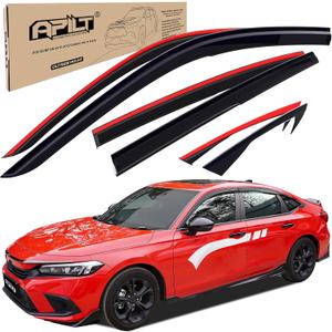 Outside-Mount Rain Guards Window Visors for 11th Gen Honda Civic Sedan 2022-2026 (NOT for Hatchback) Full-Size Wind Vent Deflectors Car Accessories Dark Smoke 6-Piece Set with Thicker