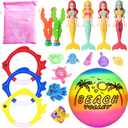 18 Pcs Diving Pool Toys for Kids Ages 3-12 Set with Storage Bag,Pool Games Summer Swim Water Sinking Mermaid Toys