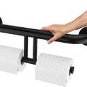 Black Handicap Grab Bar w/Toilet Paper Roll Holder, Zepolu 2-in-1 Safety Assist Bar Balanced Support Handle 17 Inch, Stainless Steel Wall Mounted Bathroom Toilet Grab Bar for Senior Elderly Disabled