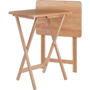 Winsome Alex Set of 2 Foldable Snack Tables, for Living Room, 26", Natural