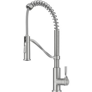 KRAUS Torak Pull Down Kitchen Faucet in Spot-Free Stainless Steel with Commercial Style Spring Spout, 2 Function Sprayer, Pre-Attached Water Lines, and Mounting Hardware, KPF-2635SFS