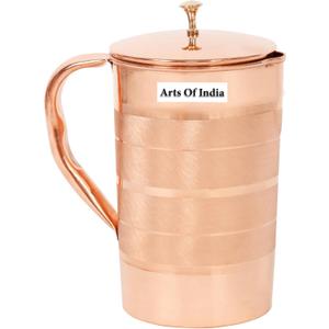 Copper Pitcher and 4 Tumbler Set, Pure Copper Jug, Handmade, Best for Water, Ayurveda, Moscow Mule, Cocktails 54.10 OZ