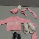 Bencailor 6 Pcs 18 Inch Christmas Doll Clothes and Accessories Winter Outfits Set Sweaters Trousers Hats Shoes Gloves for 18 Inch Doll Gifts(Pink White)