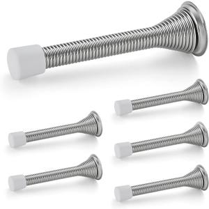 Ravinte Door Stoppers, 6 Pack Spring Door Stops with Rubber Bumper, Satin Nickel Door Stoppers for Bottom of Door