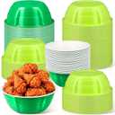 LemonRoad 80 Pcs 23 oz Green Round Plastic Bowl Large Disposable Salad Serving Bowls Containers Chip Candy Dish for Snacks Desserts Picnic Buffet Eating Tableware Party Supplies