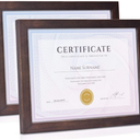 Emfogo Picture Frames 8.5x11 Certificate Frames Diploma Frame with Stand Rustic Wood Document Frames with High Definition Glass for Wall or Tabletop Display Set of 2 Vintage Walnut