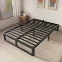ZTH Full Size Bed Frame 12 Inch, Metal Full Bed Frame No Box Spring Needed, Heavy Duty Steel Support, Storage Space, Headboard Compatible, Easy Assembly, Noiseless, Rounded Legs, Black