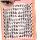 Fox Eye Lash Clusters Wispy Eyelash Clusters Natural Cluster Lashes with Thin & Invisible Band Left&Right Spikes Cluster Eyelash Extensions Cat Eye Lashes Cluster(LC Curve, 8-17MM)