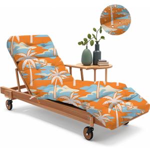 Outdoor Chaise Lounge Chair Cushion 75.1 x 22.8 x 4.7 Inches 100% Waterproof Replacement Cotton Patio Pool Lounge Chair Cushion for Outdoor Furniture with Ties, Orange Coconut Tree, 1 Pack