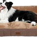 Orthopedic Dog Bed for Large Dogs - Extra Thick Supportive Dog Couch Bed, Pet Beds Sofa with Waterproof Washable Cover & Non-Slip Bottom, Brown, 38x28 Inch