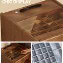 End table with Charging Station Wooden Nightstand with Drawers,Walnut, 16.5"D x 11.8"W x 19.7"H