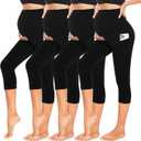 4 Pack Womens Maternity Leggings with Pockets Over The Belly Butt Lift - Soft Workout Pregnancy Yoga Pants (X-Large, 07-black/Black/Black/Black)