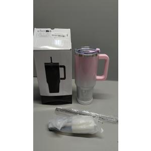 40 oz Shiny Tumbler with Handle and Straw,Stainless Steel Tumbler with Lid and Straw,Insulated Travel Mug(Cold for 34 Hours),Water Bottle for Iced Tea,Coffee (Pink)