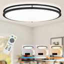 DLLT 65W Dimmable LED Flush Mount Ceiling Light with Remote, 32" Oval Brush Nickel Finish Close to Ceiling Light Fixture for Bedroom/Living Room/Kitchen Lighting, 3CCT Adjustable, Black