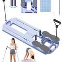 Foldable Pilates Reformer Board with Resistance Bands 400 lbs Capacity 8 in 1 Reformer Pilates Machine At Home Pilates Reformer Set Multi-Purpose Pilates Board For Home Workout purple