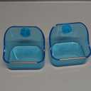 (2 Pack) 5" x 3-3/4" x 4" CalPalmy Food and Water Bowl for Rabbit, Chinchilla, Guinea Pig - The Best Tip-Proof, Clip-On Food Dishes for Rabbits and Small Pets (Blue)