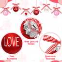 24PCS Ball Ornaments, 2.36 Inches Red Pink White Ball Shaped Ornaments, Cute Ball Hanging Baubles Decorations for Tree Love Day Wedding Christmas Party Supplies