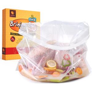 2 x ARATHA Turkey Brining Bags, 26"22", 2 Pack, Double Zip Lock Thicker Brine Bags with 2 Cotton Strings, Extra Large Brining Bag Fits for Turkey, Chicken, Beef, Fish, Lamb, Pork, Holds Up to 35LB