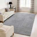 5x7 Solid Color Area Rugs  Washable Living Room Rug, Durable Non-Slip Indoor Carpet with Soft High-Low Pile, Fluffy Floor Rugs for Bedroom, Bedside, Kids Room, Dorm, Nursery, Home Dcor, Grey