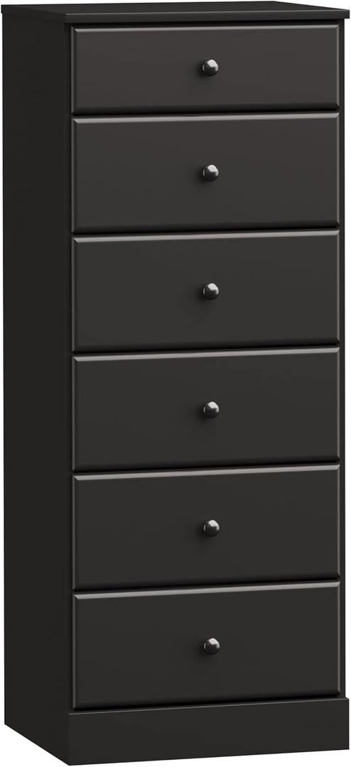 Prepac Astrid Tall Black Dresser for Bedroom: 16.5"D x 19.75"W x 50"H, 6-Drawer Chest for Bedroom by Prepac - Perfect Chest of Drawers for Ample Storage in Narrow Spaces