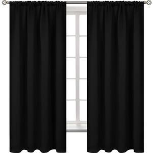 BGment Rod Pocket Blackout Curtains for Bedroom - Thermal Insulated Room Darkening 52 Width 63 Inches Length Window Curtain for Living Room, 52 x 63 Inch, 2 Panels, Black