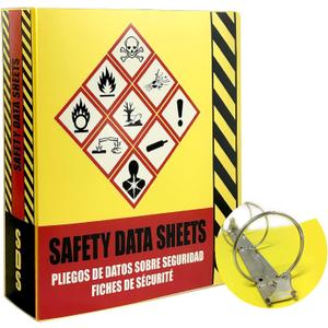 Ring Binder Depot SDS Binder, Heavy Duty 3 Ring Binder with 1.5 in Capacity Holds 250 Pages, Trilingual with EnglishSpanishFrench, Durable and Highly Visible Safety Data Sheets, Yellow