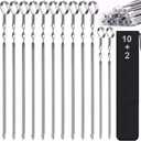 Skewers - 17" Kabob Skewers for Grilling, Metal Sticks for Kabobs Stainless Steel Flat Long Shish Kebab Reusable Grill BBQ Barbecue Sticks for Meat Chicken Vegetable, 12 Pack Bonus 14 Inch