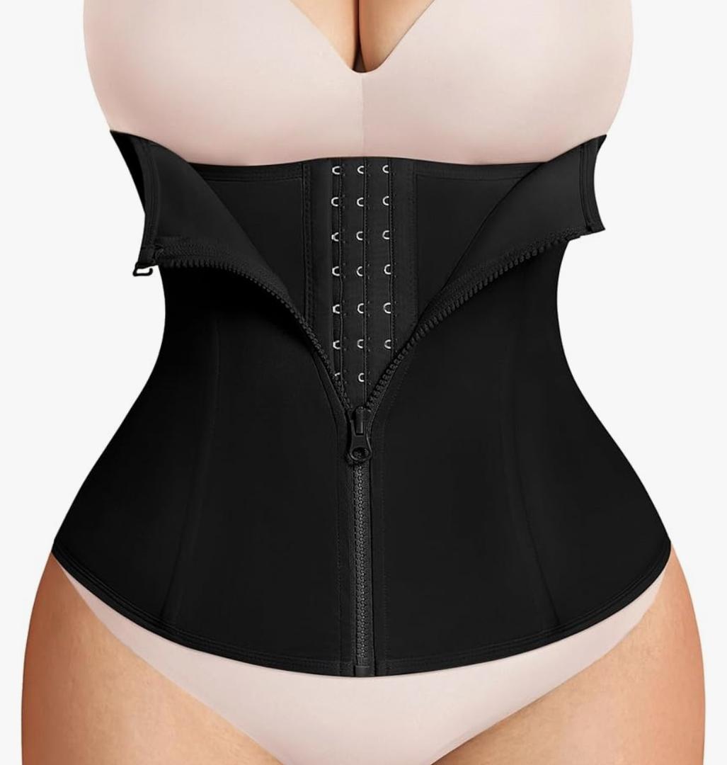 Women Waist Trainer Corset Zipper Hook Shapewear Double Control Body Shaper Tummy Waist Cincher, M