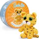 Cookie Box Original Crochet Kit for Beginners  Gift Set to Make Leopard Leo Amigurumi Plushie  Easy DIY Crochet & Knitting Starter Kit with Video and PDF Tutorials (Yellow)