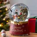 Christmas Snow Globe Lantern Water Glittering Snowman Crown with Music & Timer, USB Lined/Battery Operated Lighted Water Lantern for Christmas Festival Decoration Gifts
