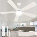 Ceiling Fans with Lights and Remote, 52 Inch Modern Ceiling Fan with Light, Downrod & Flush Mount, Quiet DC Motor, Dual Finish 5 Blades Ceiling Fan for Bedroom Living Room Farmhouse Indoor