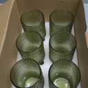 Vintage Glassware Drinking Glasses Set of 6,16oz Hobnail Glass Cups,Embossed Green Water Tumbler,for Cocktail, Juice, Whiskey, Milk and Various Mixed Drinks Green