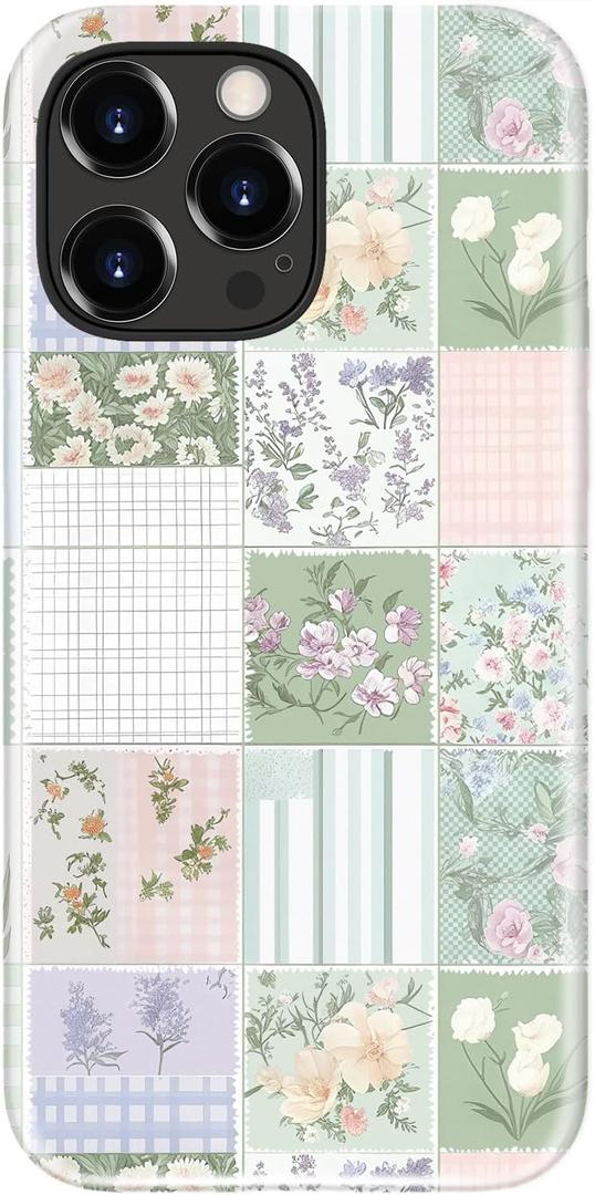Esdot for iPhone 15 Pro Max Case Cute - Wireless Charging - Preppy Floral