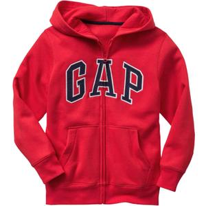 GAP boys Logo Hoodie Hooded Full Zip Sweatshirt (Small, Pure Red)