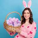 Amyhill 24 Pcs Easter Eggs for Kids Fur Covered 2.5" Soft Plush Easter Eggs Bulk DIY Crafts Egg Hunt Basket Bag Empty Stuffers Fillers for Hunt Prizes Gifts Party Supplies Favor