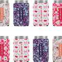 Slim Standard 12oz Can Holder for Beer&Soda, 8 Pack Can Cooler Sleeve for Beverage Soda Drinks, Insulated Neoprene Can Cover, Reusable Can Covers for Women (Multicolor-2, 12oz Standard Can)