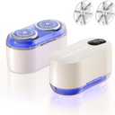 Professional Fabric Shaver (Long Press to Start) - Type-C Rechargeable Lint Remover with 6 Stainless Steel Blades for Clothes and Furniture. (White)