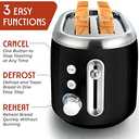 Mueller Retro Toaster 2 Slice with 7 Browning Levels and 3 Functions: Reheat, Defrost & Cancel, Stainless Steel Features, Removable Crumb Tray, Under Base Cord Storage, Black