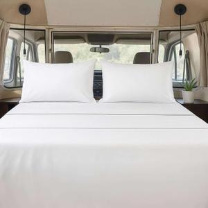 Ready To Rest 4 Piece Olympic Queen Sheet Set - White, Fits 66x80 Mattresses with 15 Inch Deep Pockets, Easy Care Microfiber Fabric, Ideal for Home, RV Bunks, Guest Beds & Travel Trailers