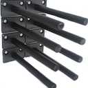 8 Pcs 5" Black Solid Steel Floating Shelf Bracket Blind Shelf Supports - Hidden Brackets for Floating Wood Shelves - Concealed Blind Shelf Support – Screws and Wall Plugs Included