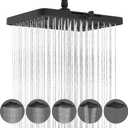 Hibbent 5 Spray Modes Shower Head, 13'' High Pressure Rain Shower Head, Large Rainfall Showerhead, High Flow Waterfall Bathroom Fixed Showerheads with Adjustable Swivel Ball Joint, Matte Black