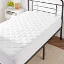 Amazon Basics Hypoallergenic Quilted Mattress Topper Pad, 18 Inches Deep, Twin, White, 2 PC, 39/75 inch